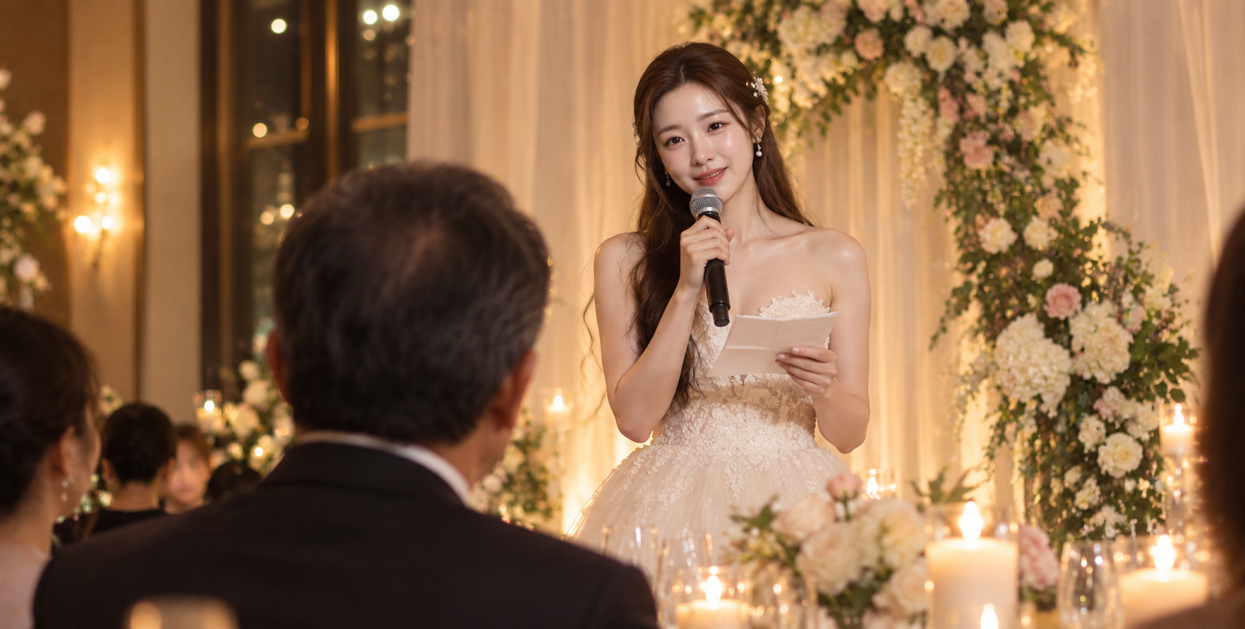 婚礼舞台新娘致辞父亲背影