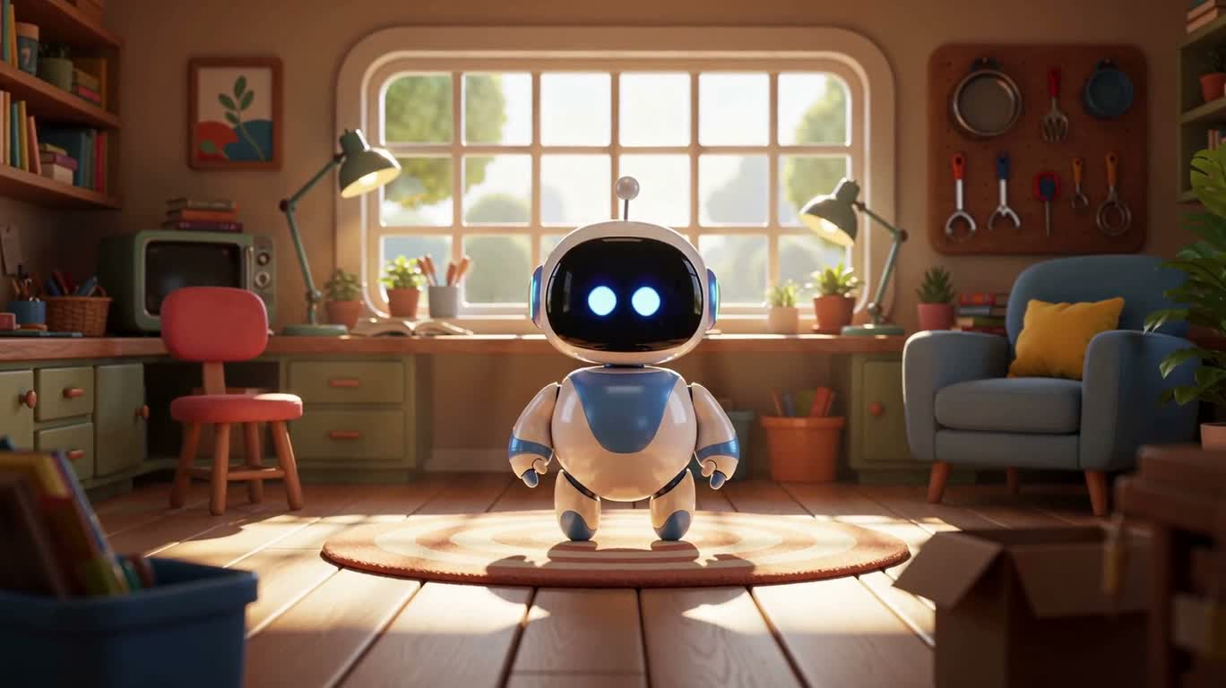 Robot nhút nhát xưởng nắng — AI video creation