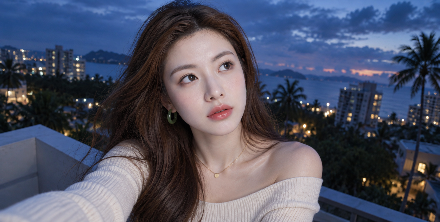 蓝调时刻天台成年女性人像