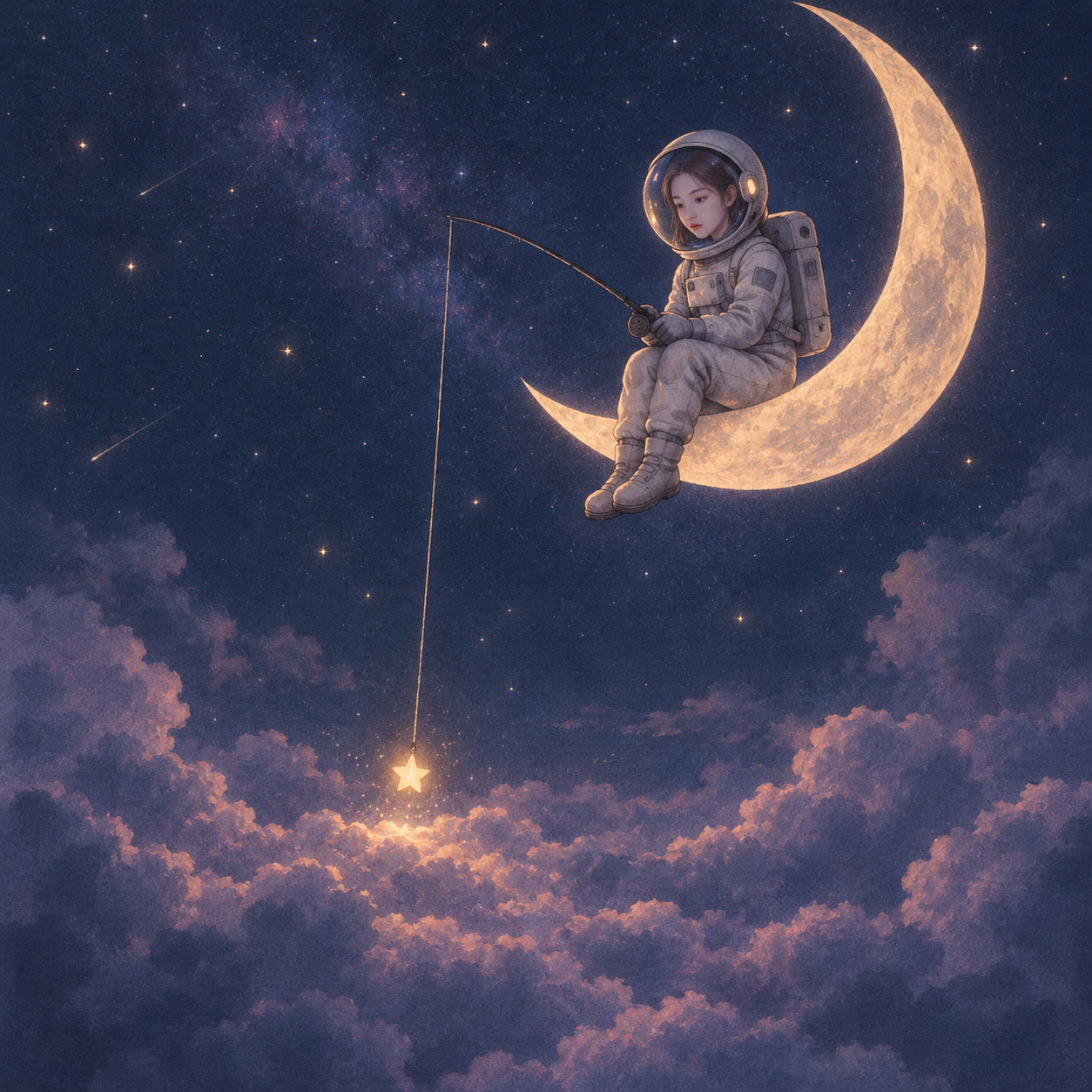 月边钓起星星的宇航员