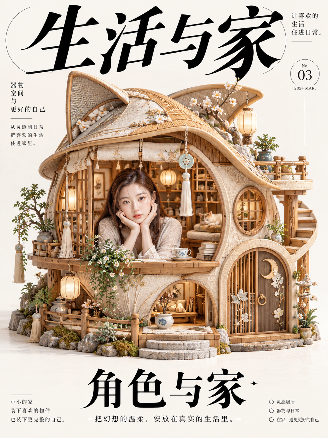 日系生活杂志角色微缩居所封面