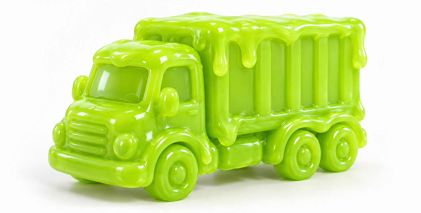 亮色史莱姆材质玩具运输车 — AI image creation