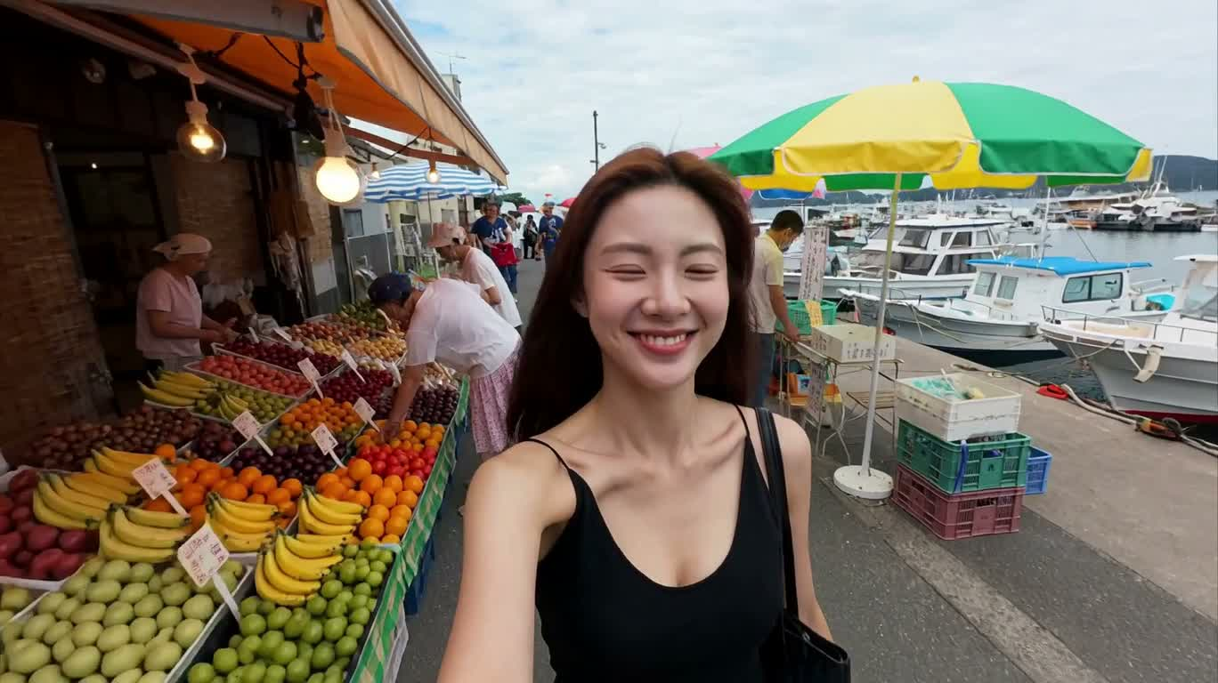 Promenade au vent marin dans un port japonais