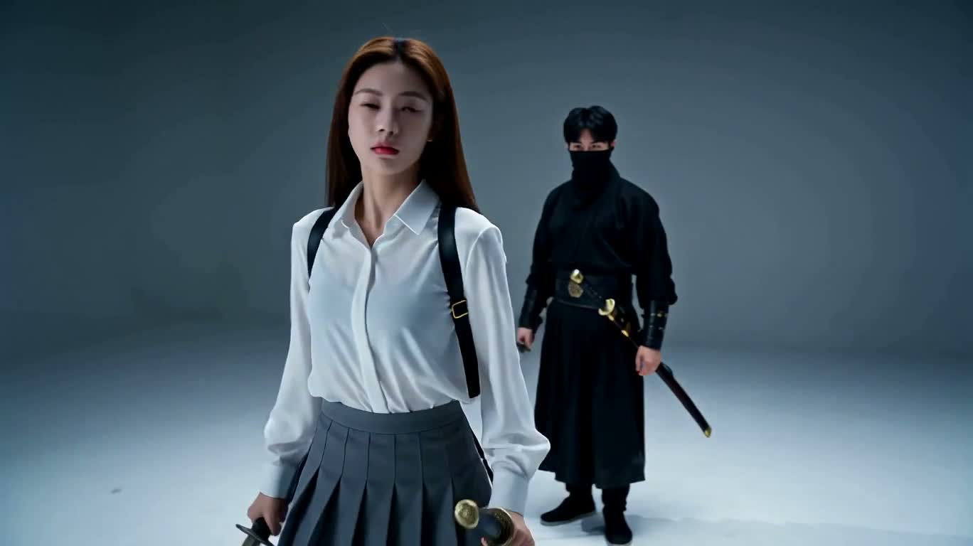 차가운 백색 무협 결투: 여검객 대 복면 자객