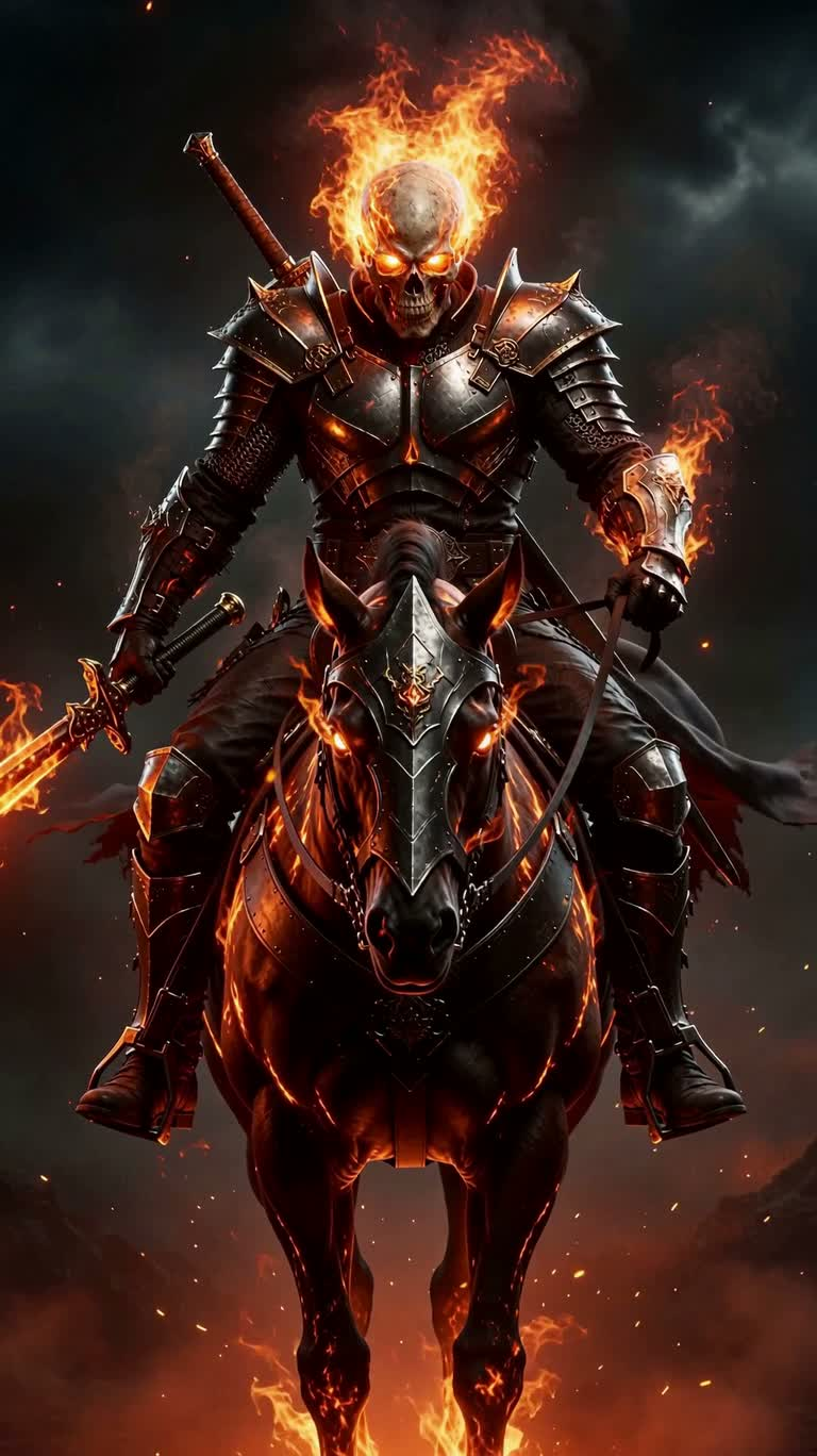 Dark Flame Knight: Dark Fantasy Vertical Portrait