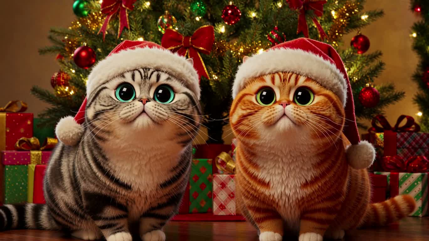 Christmas Cat Kissing Party