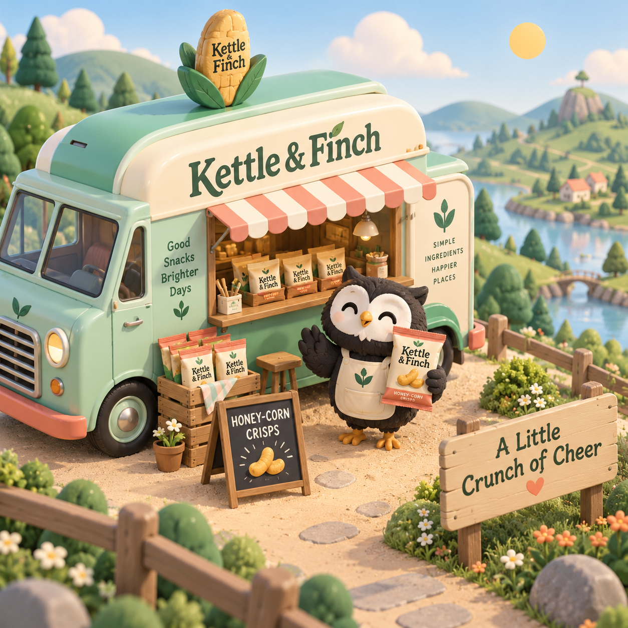 Kettle & Finch 레트로 간식 카트 미니어처 세계