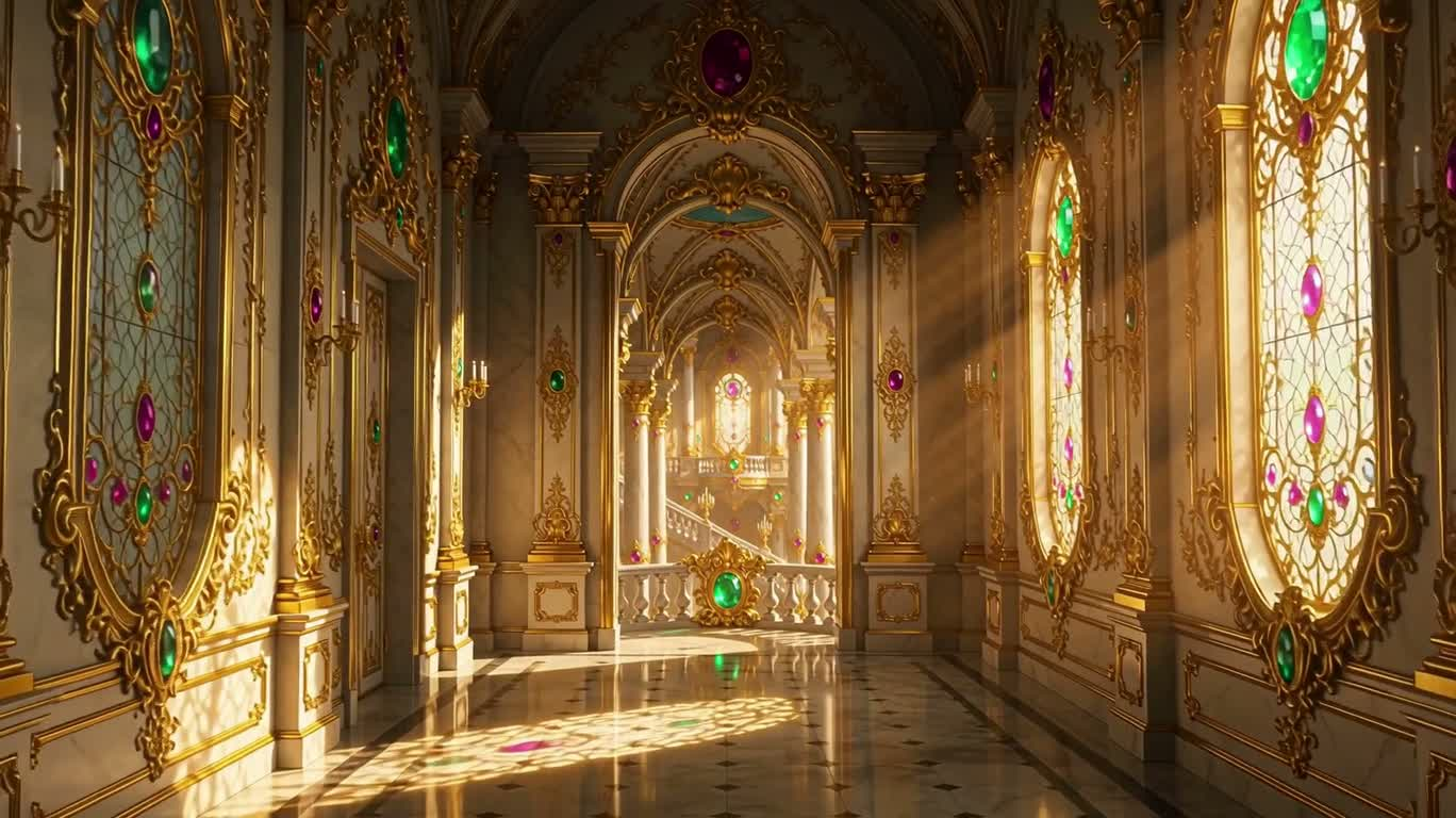 Cung điện Baroque Ruby và Ngọc lục bảo — AI video creation