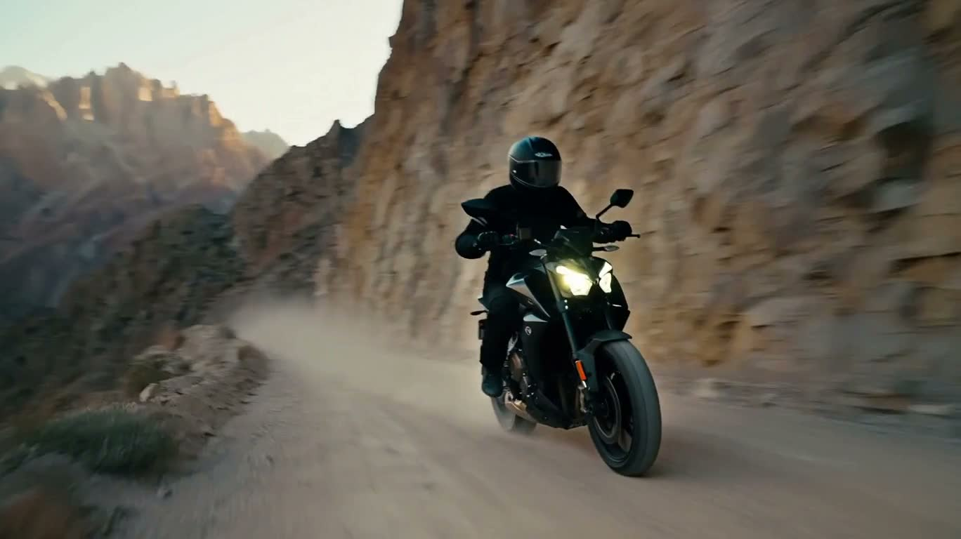 High-Speed Cycling on a Cliffside Mountain Road