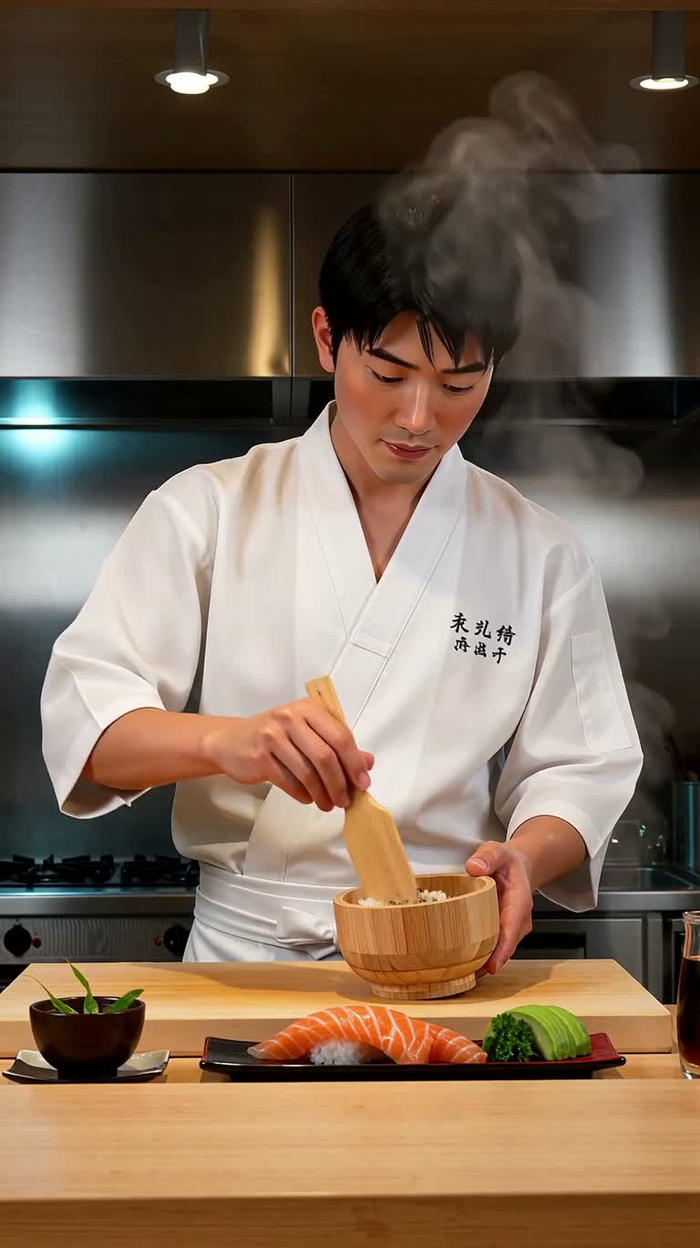 Le rouleau d'artisan du maître sushi