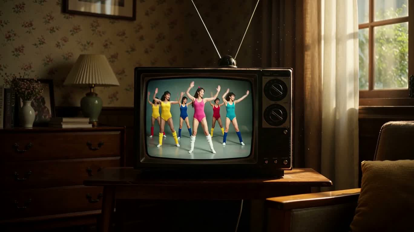 80s Aerobics on a Retro TV