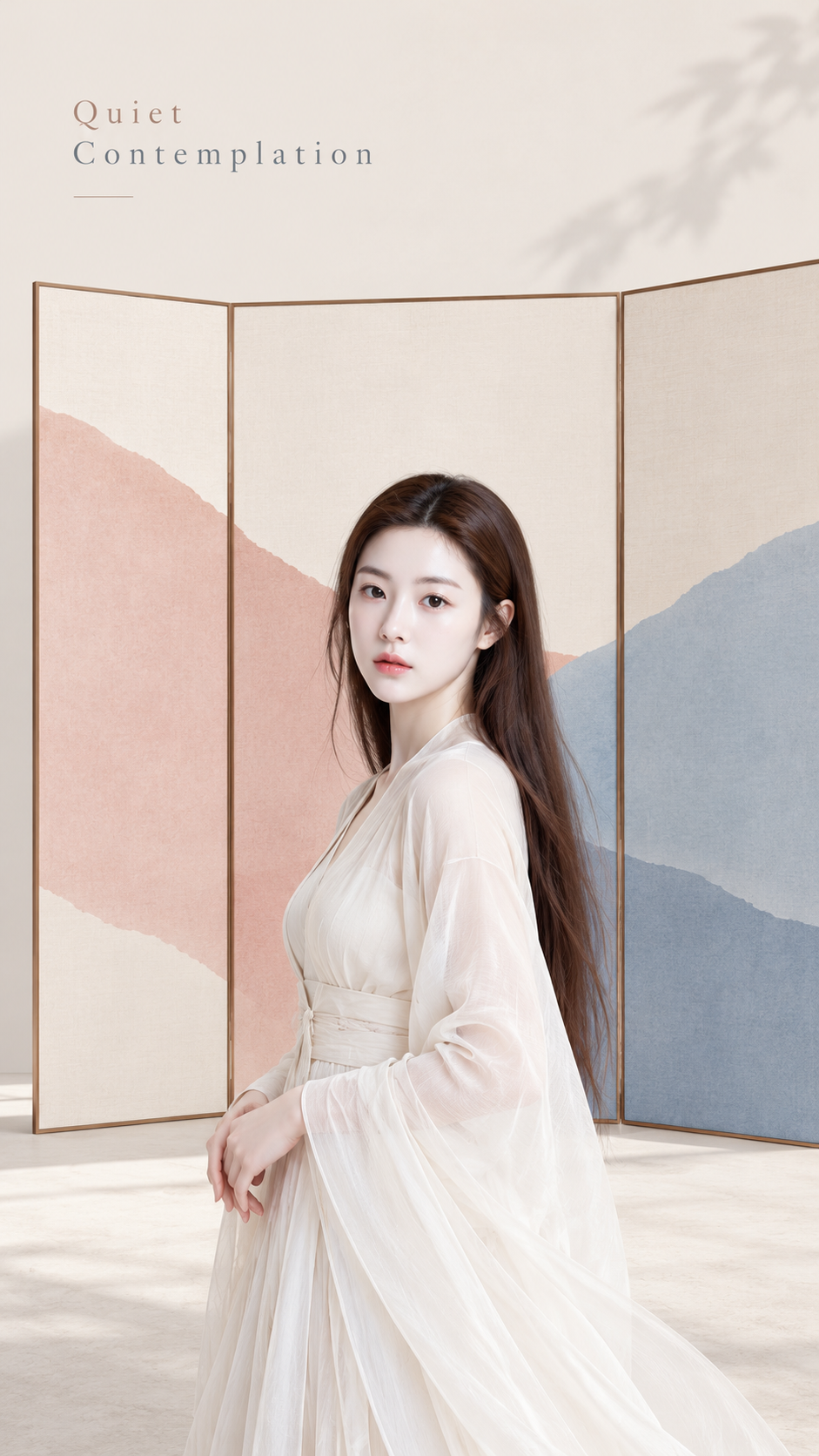 Minimalist Oriental Zen Folding Screen Cover Poster