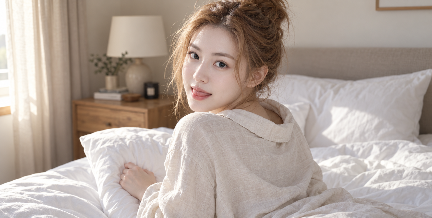 晨光中回眸浅笑的金发少女