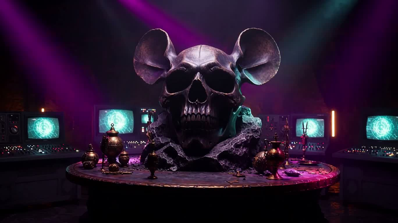 Fantaisie de crâne de rat néon