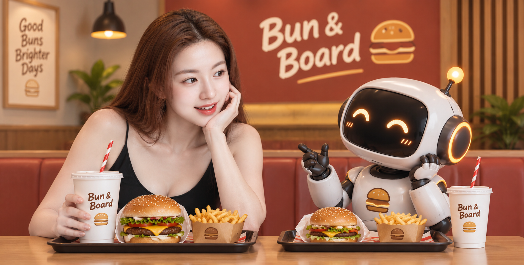 Crossover Chat in a Fictional Fast-Food Restaurant