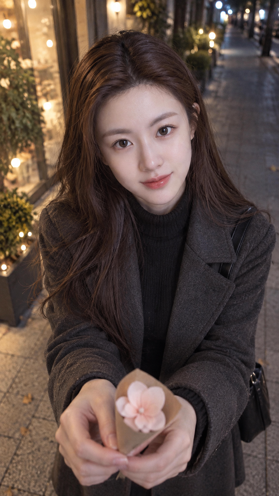 手机视角写实夜晚约会第一人称肖像