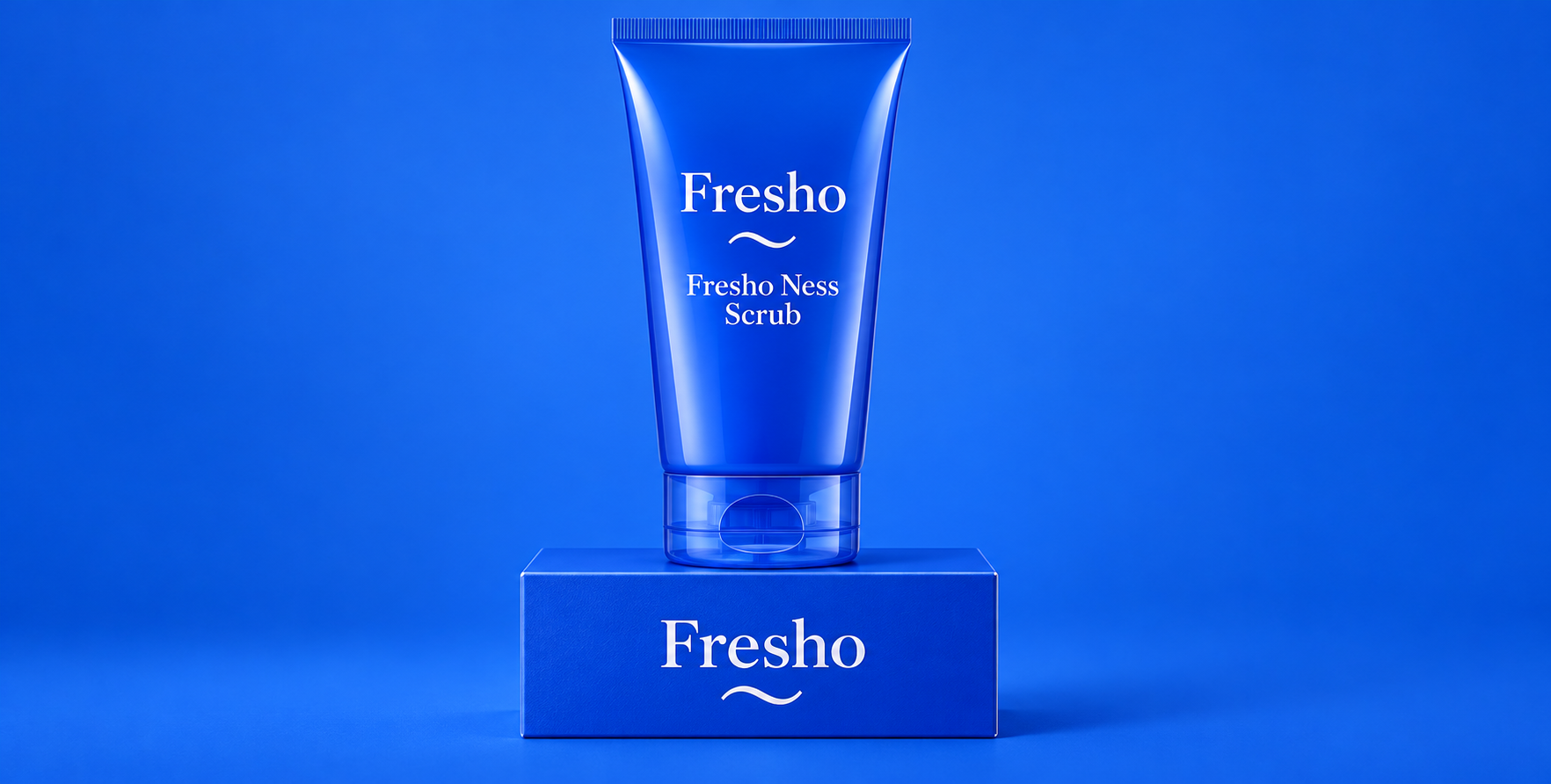 Fresho Ness Scrub 钴蓝色护肤品包装主视觉