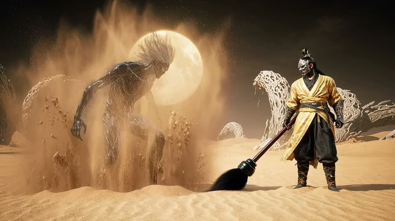 Duel à l'encre sous deux soleils sur le sable blanc