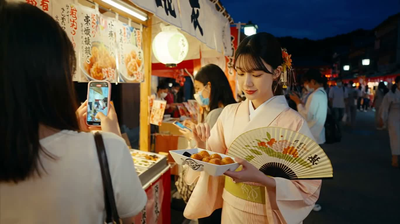 秋祭りのたこ焼き散歩
