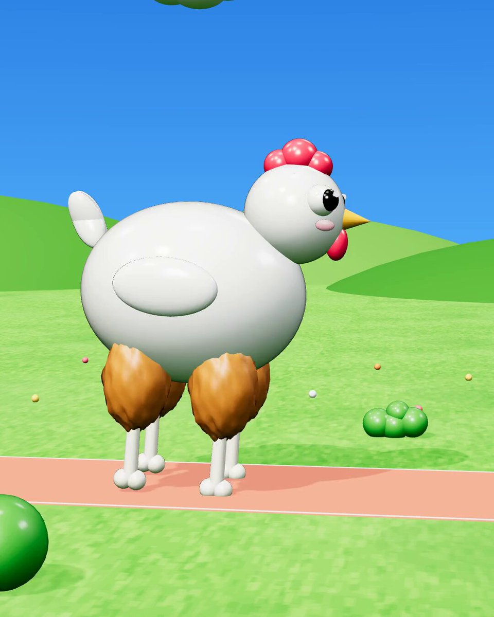 Animation d'un personnage de poulet frit qui court