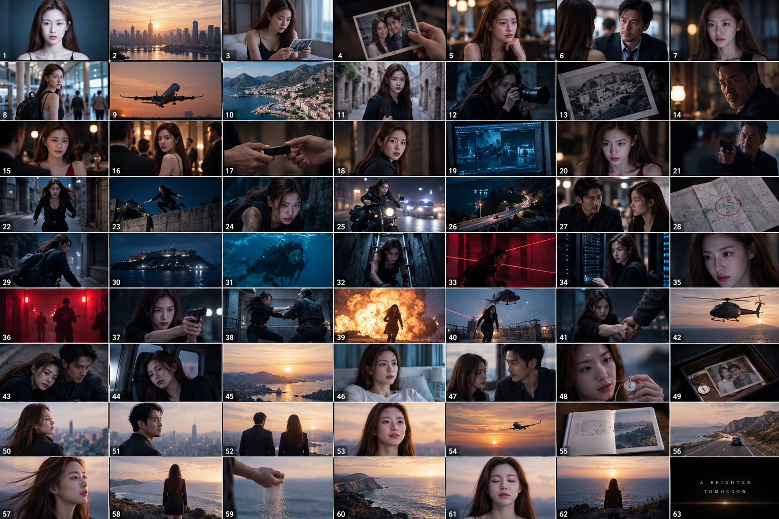 63コマの壮大な映画風連続アクション静止画集