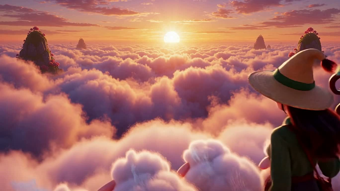 Le berger des nuages roses et l'abri de l'arc-en-ciel