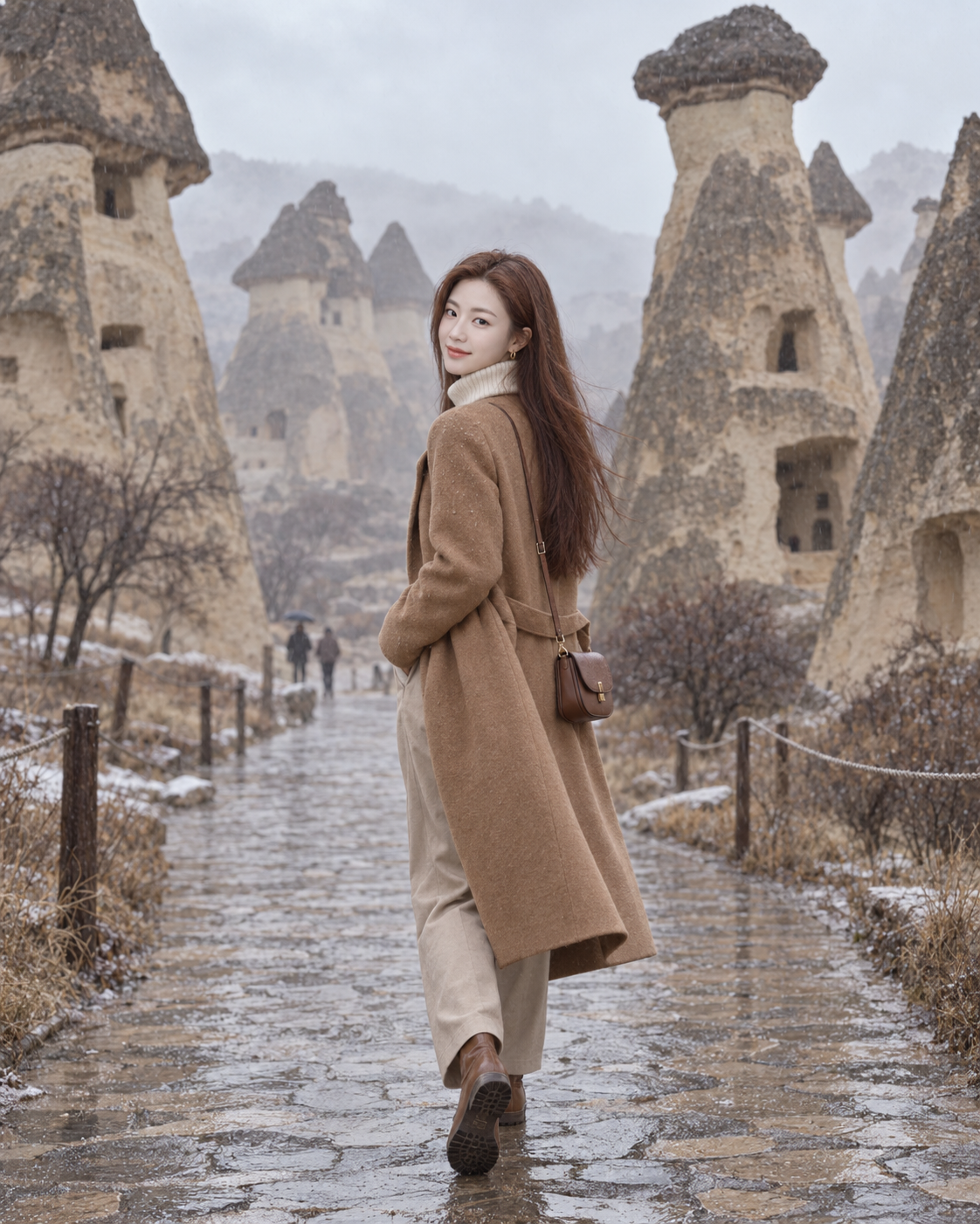 겨울비 속 카파도키아 여행 패션 포트레이트