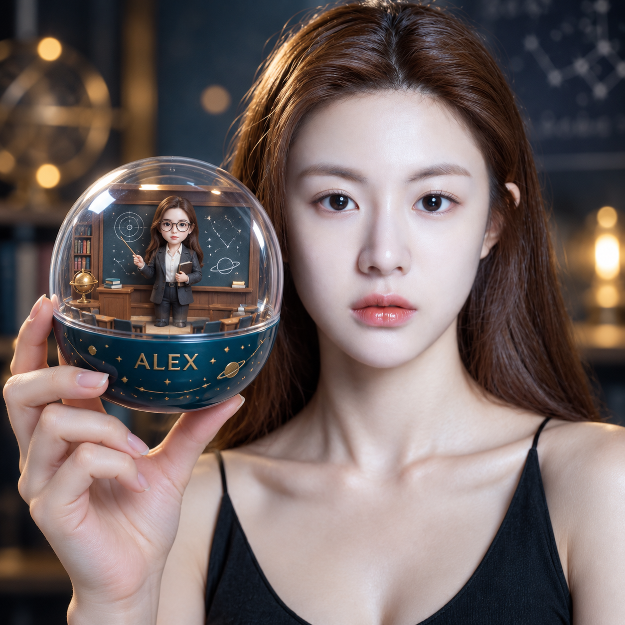 고정된 성인 정체성을 주제로 한 투명 가챠 미니어처 장면