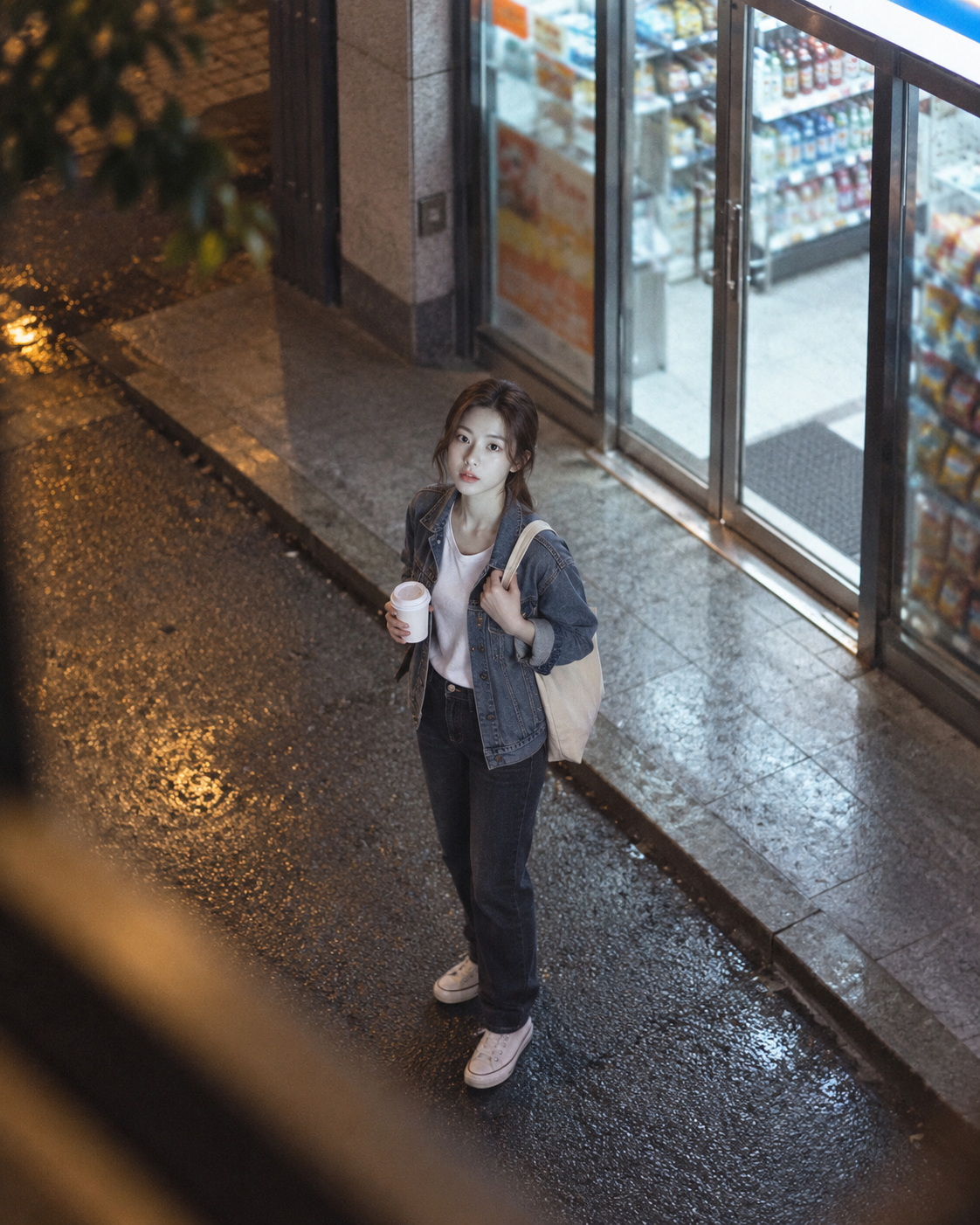 俯拍夜景便利店随性街拍