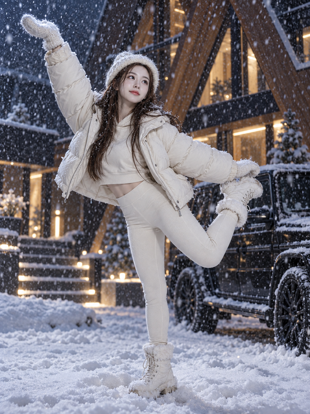 电影级光影下的雪夜动感时尚大片