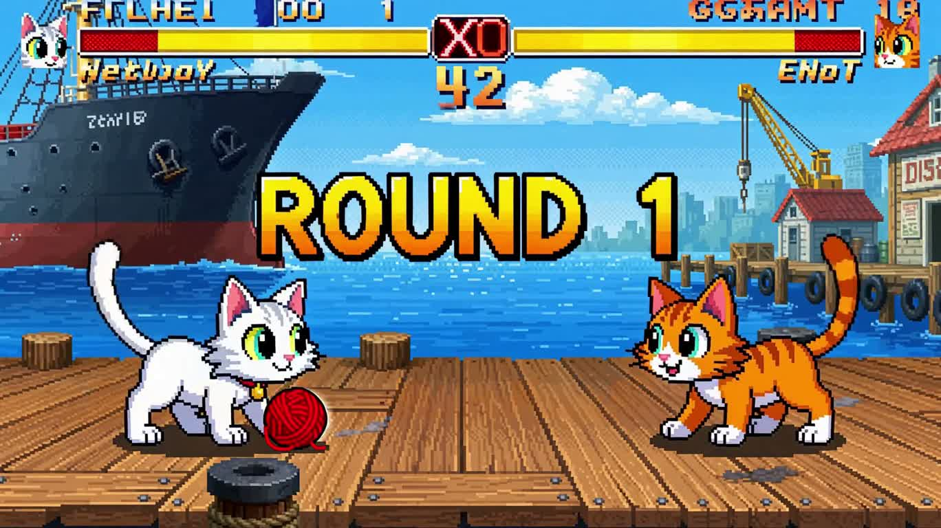 Cuộc đối đầu mèo pixel ở cảng