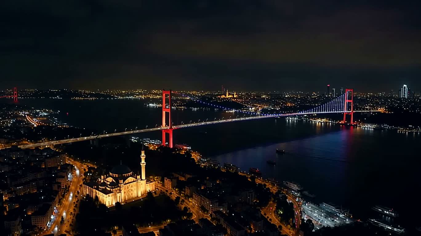Véhicule électrique futuriste dans la nuit d'Istanbul
