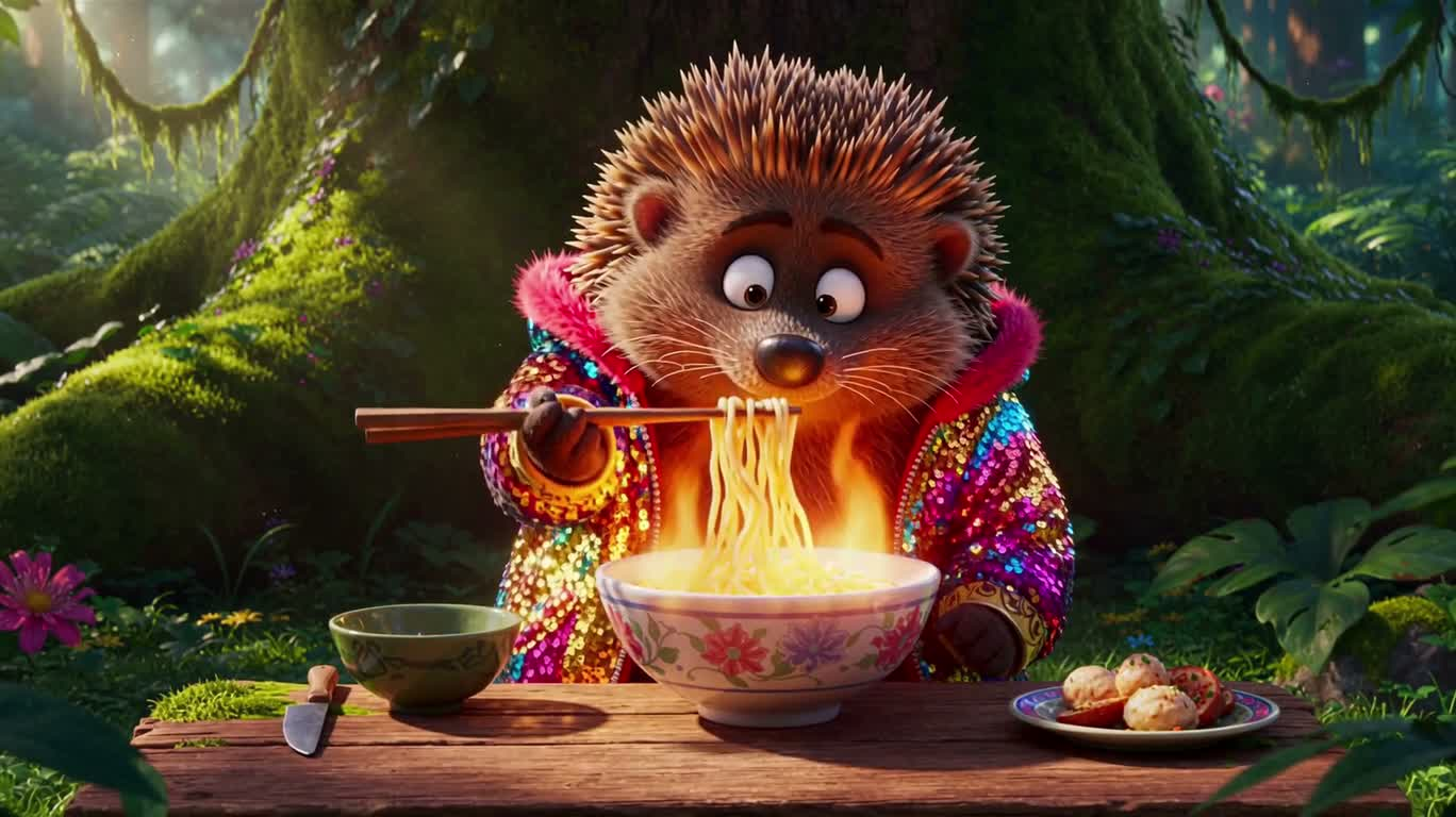 Esprit hérisson au visage de flamme de la forêt