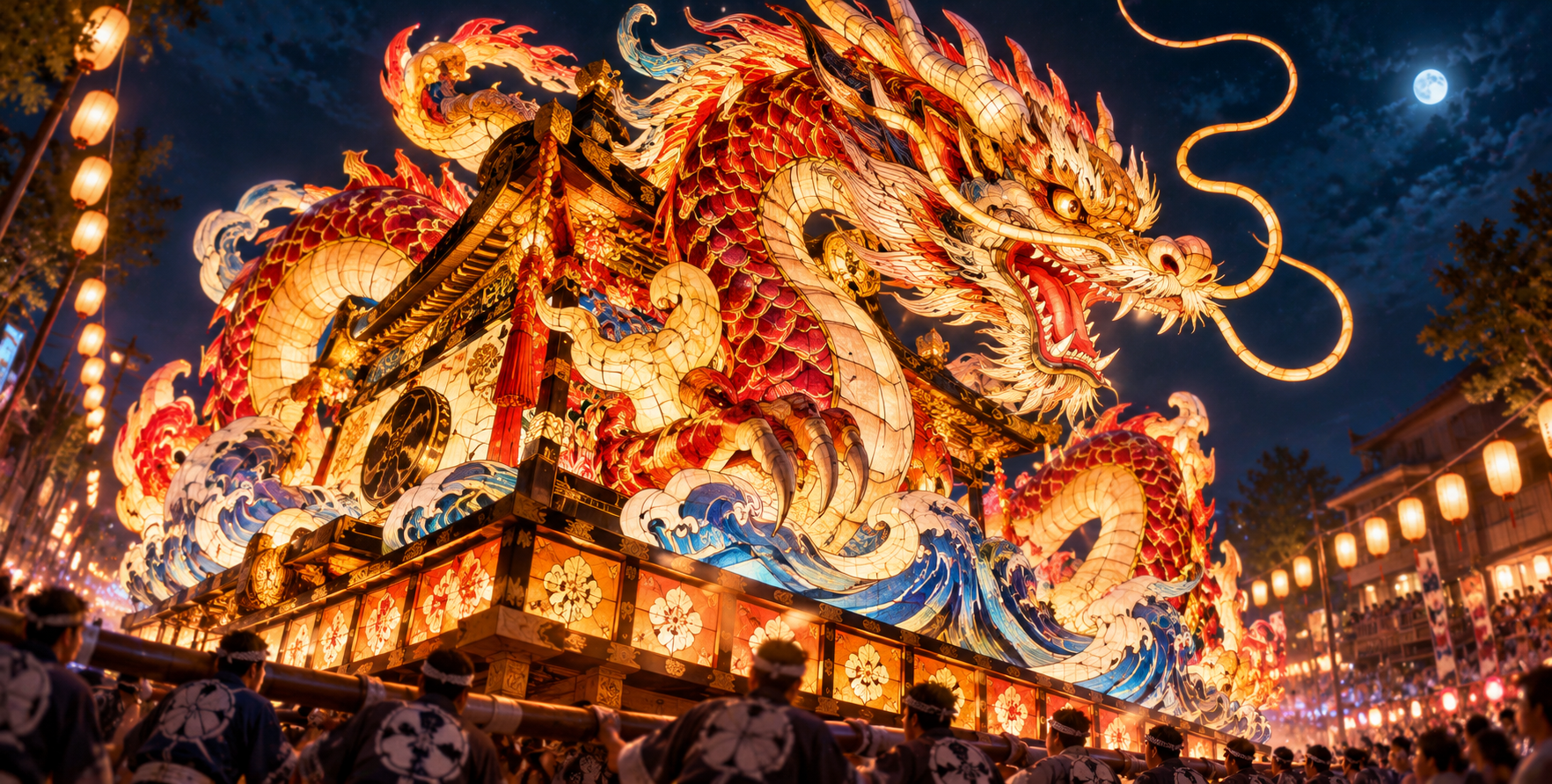 青森睡魔祭的巨大神轿花车 — AI image creation