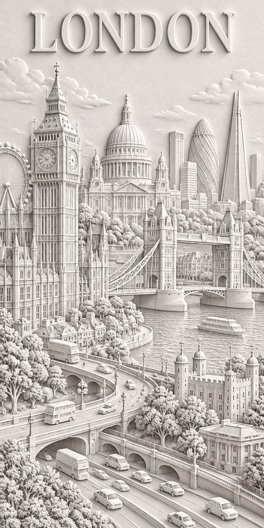 Affiche urbaine en relief blanc pur
