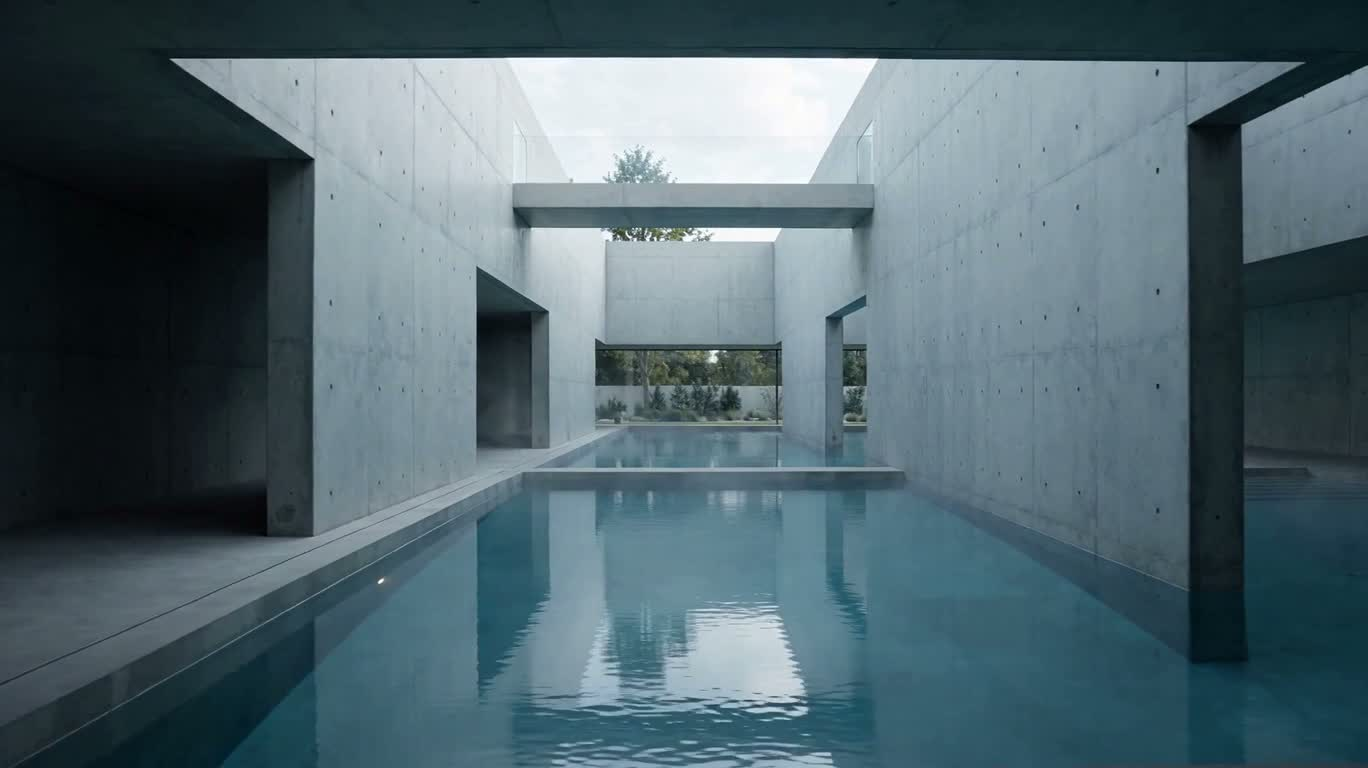 Cour intérieure en béton austère