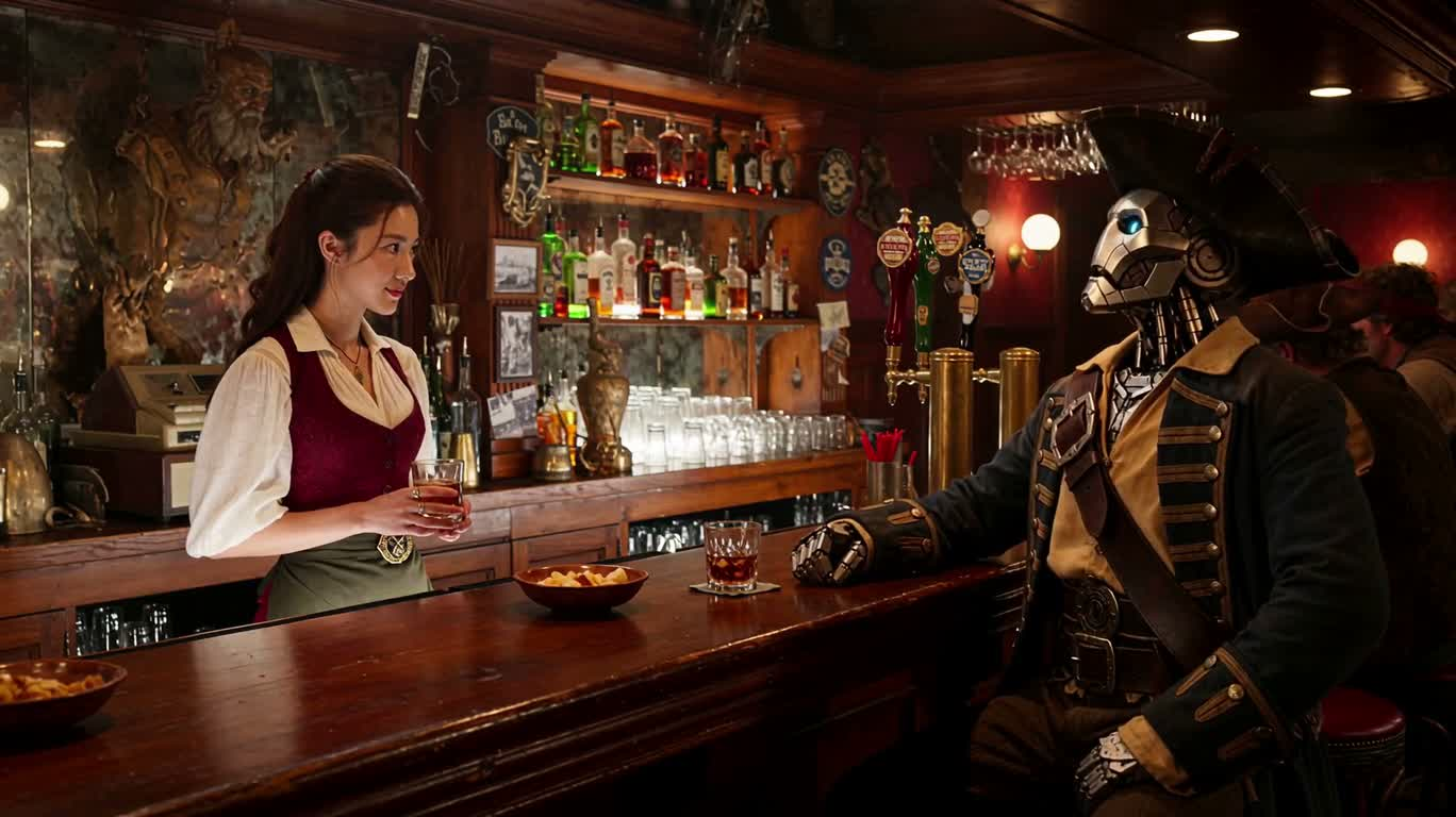 Robot Pirate Boasting Duel in the Tavern