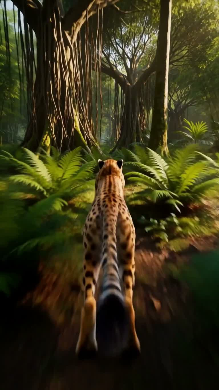 Poursuite éclair du guépard en forêt tropicale — AI video creation