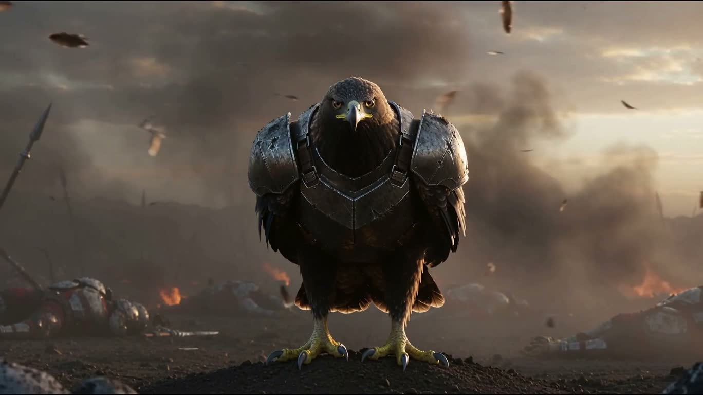 L'aigle de la victoire parmi les braises de la guerre — AI video creation