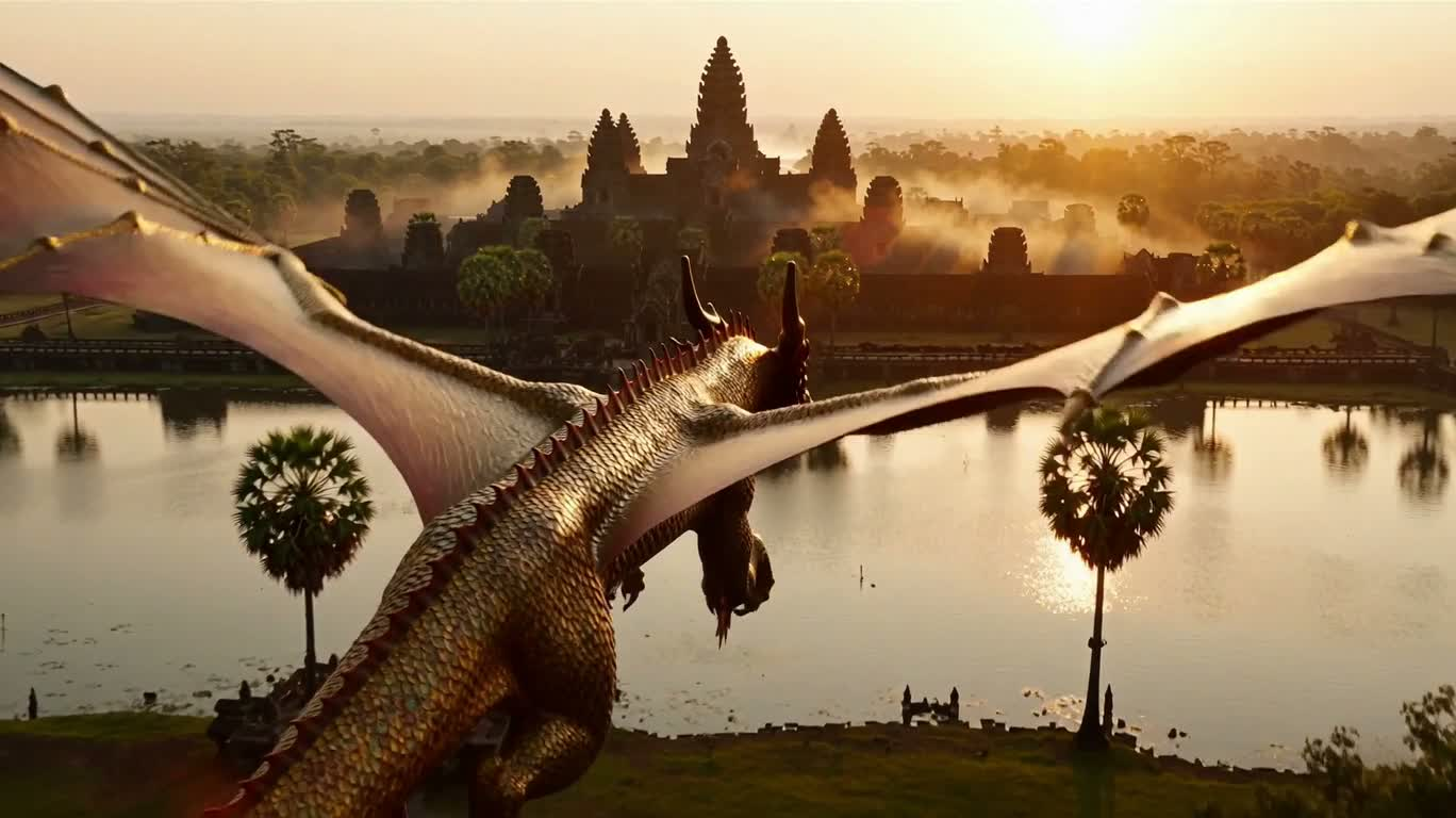 Golden Dragon in the Morning Mist of Angkor Wat