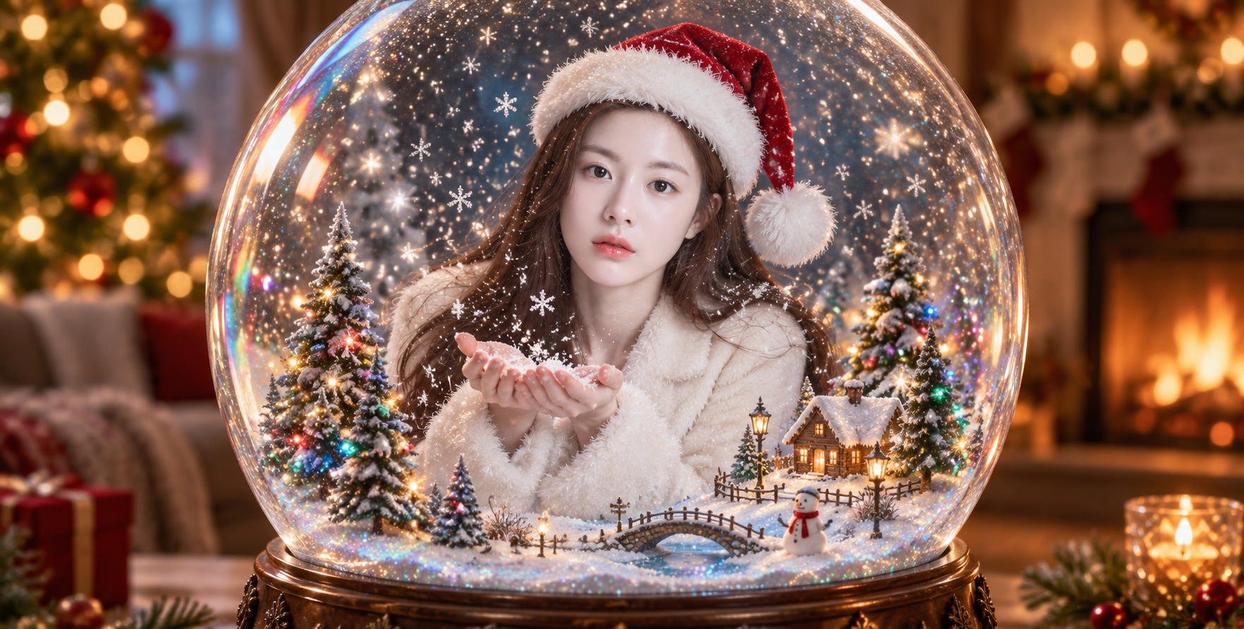 玻璃雪球中的圣诞成人肖像