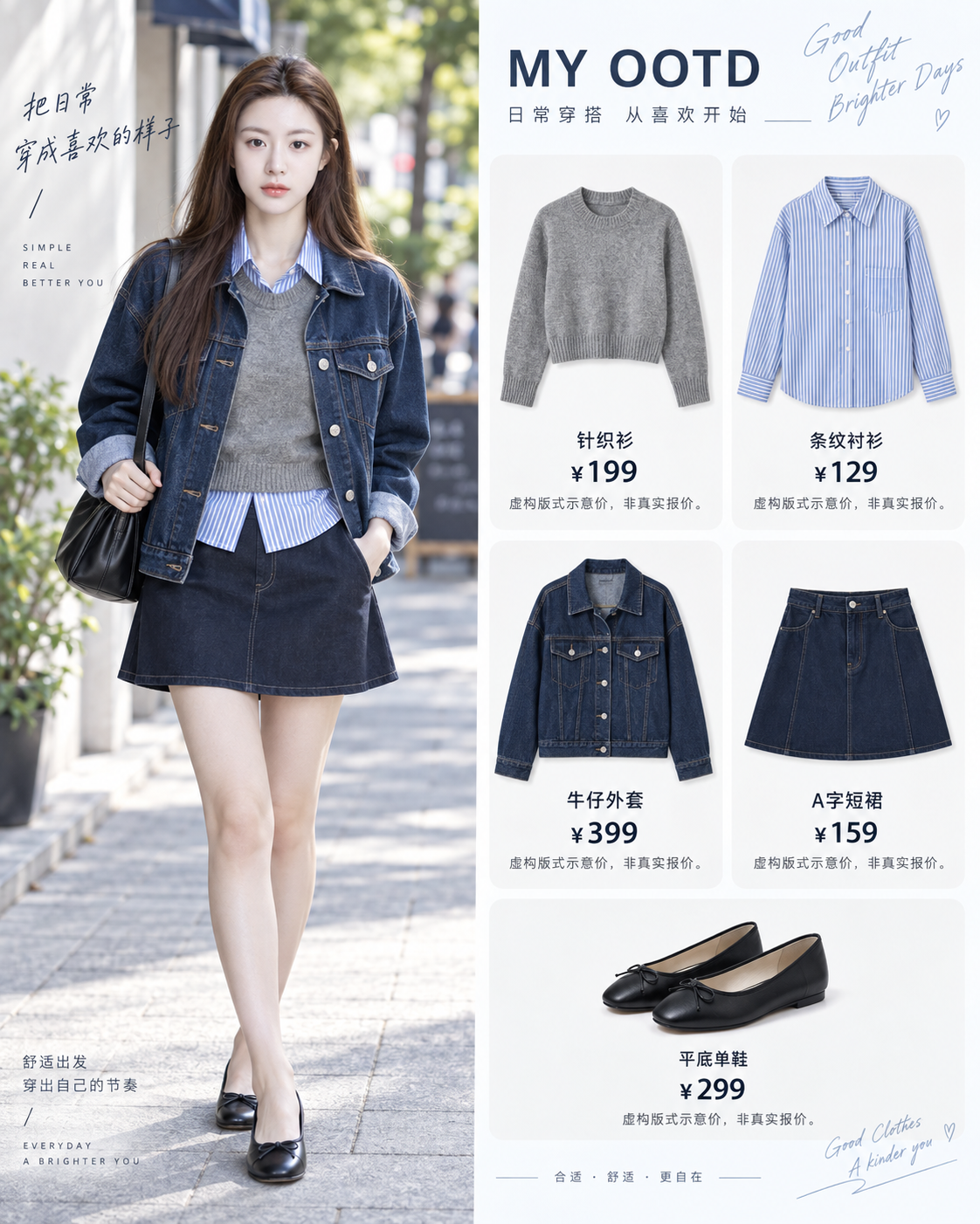 Street style thường ngày · Ảnh ghép danh sách trang phục OOTD