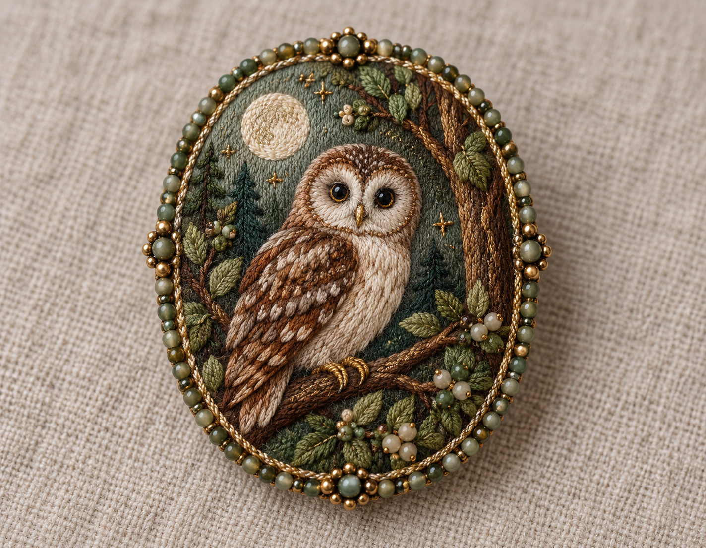 Hand-Embroidered Theme Brooch