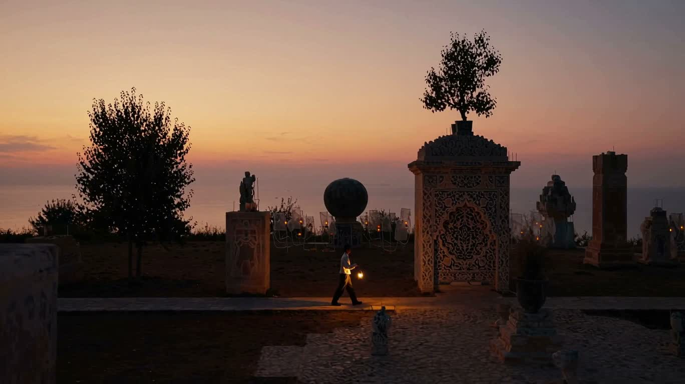 Symbolist Reverie of the Dawn Lantern Bearer