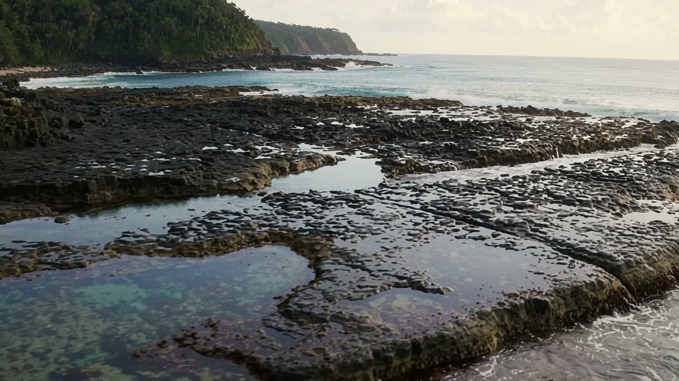 低潮玄武岩海湾