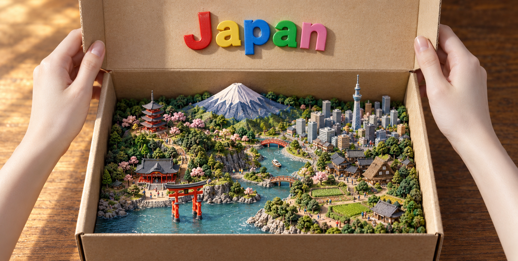 Japanese Miniature Landscape in a Toy Box