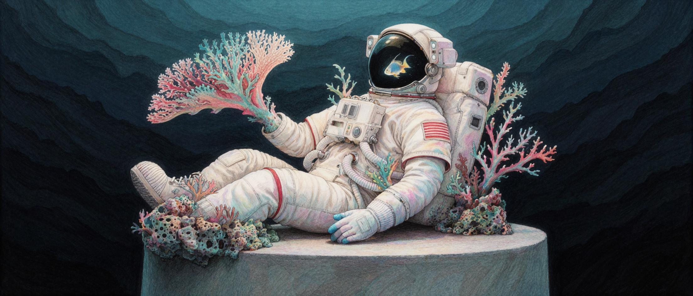 산호 우주복 · 색연필 — AI image creation