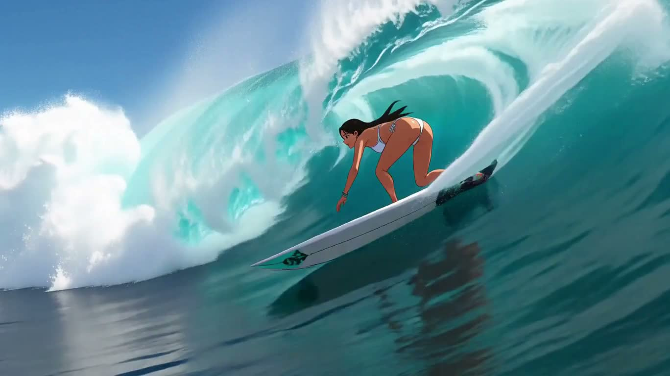 Voyage de surf au coucher du soleil