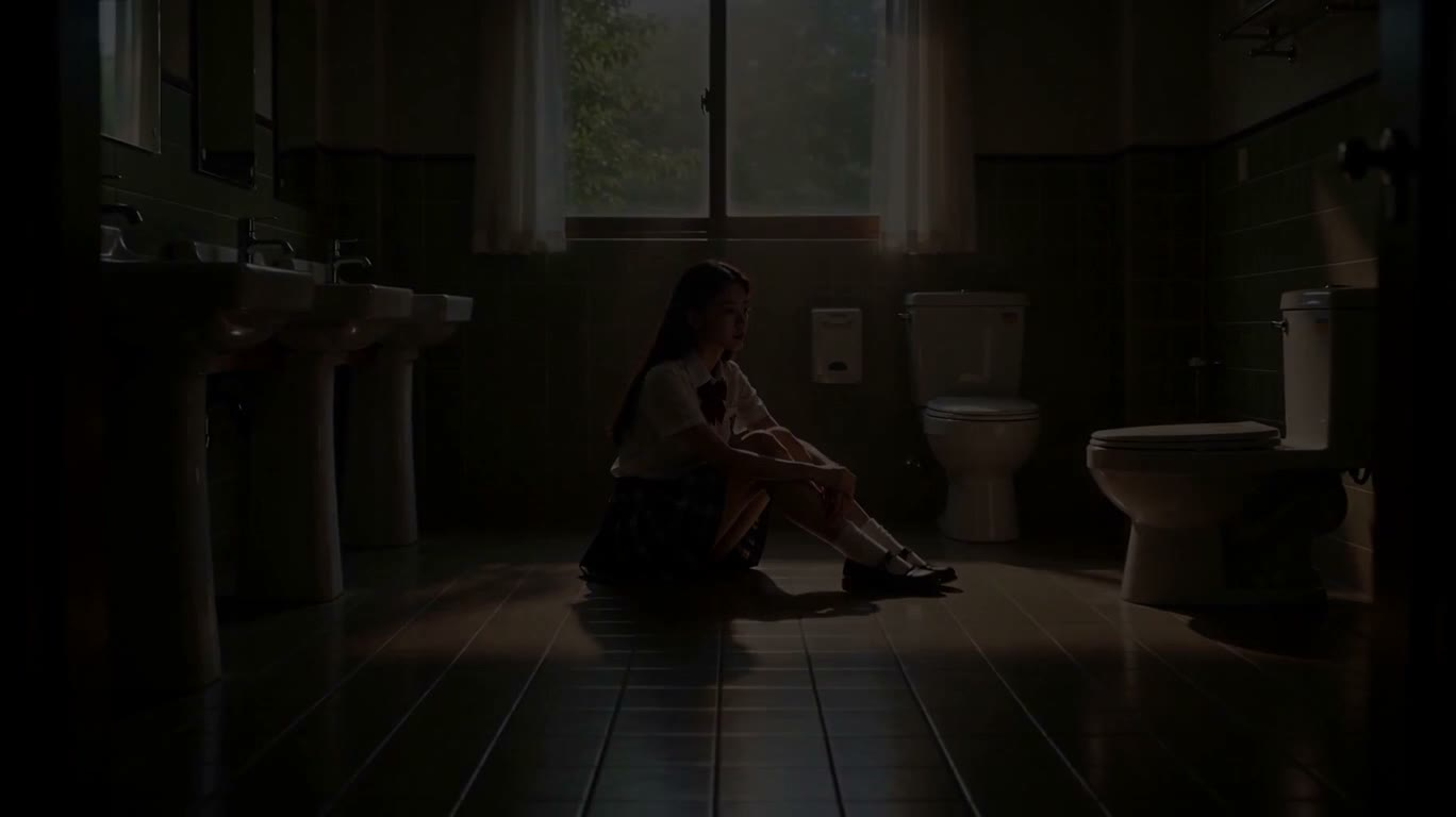 Étudiant adulte dans une salle de bain à la lumière chaude