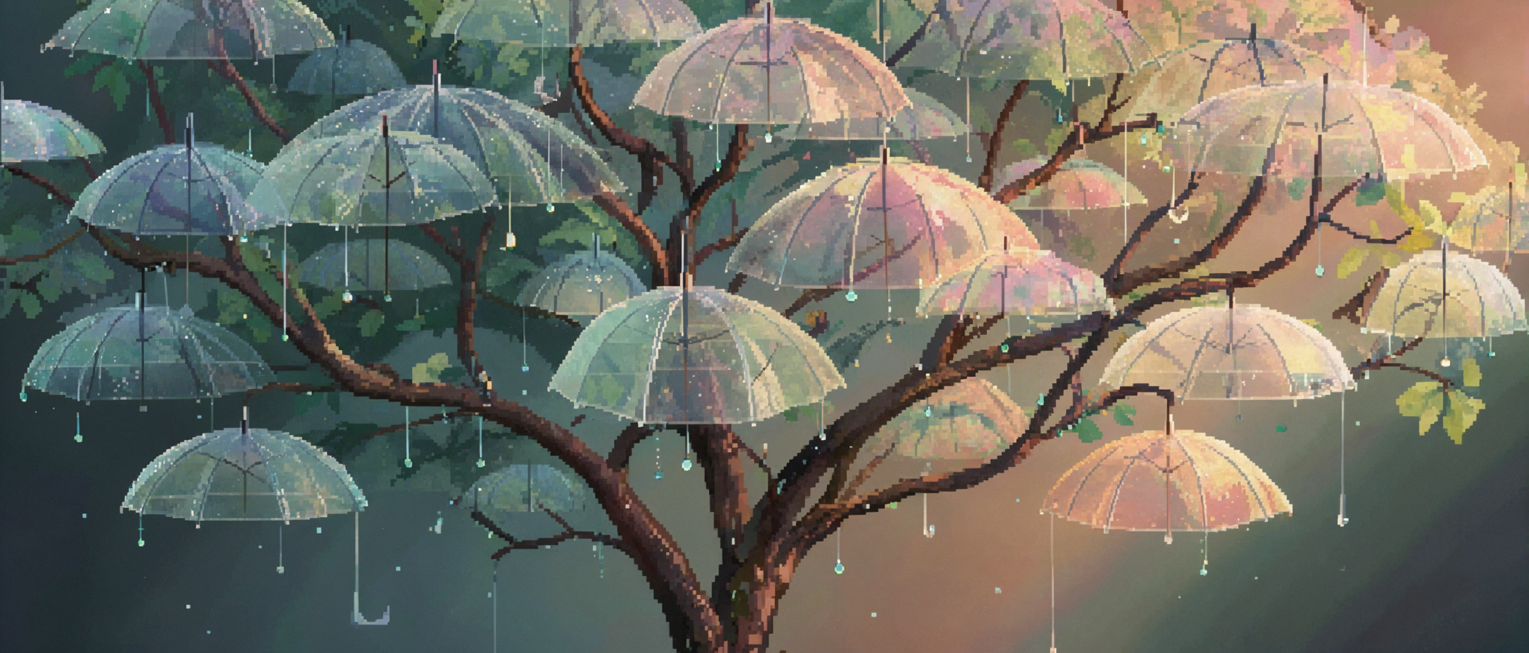 Cây dù nhiệt đới · Nghệ thuật pixel